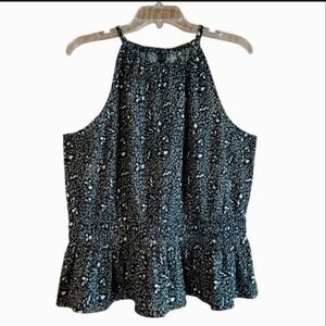 Nine West Black and White Halter Sleeveless Tank Top XXL